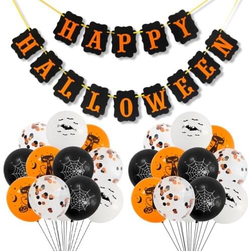 15 Pcs Of Pumpkin Ghost Confetti Balloon Horror Haunted Toy Halloween Happy Decoration Balloon Birthday Party Decoration Kid