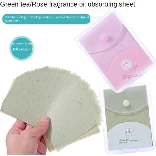 1Pack 160pcs Portable Face Absorbent Oil Control Paper Wipes Oil Removal Absorbing Sheet Matcha Oily Face Blotting Paper