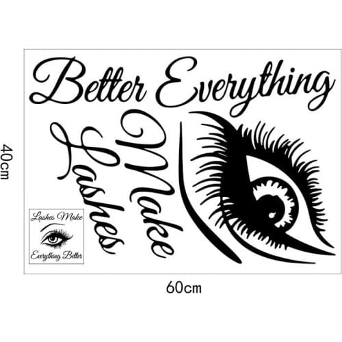 1x Eyelashes Eye Wall Decal Lashes Sticker Removable DIY PVC Wall Sticker Decor