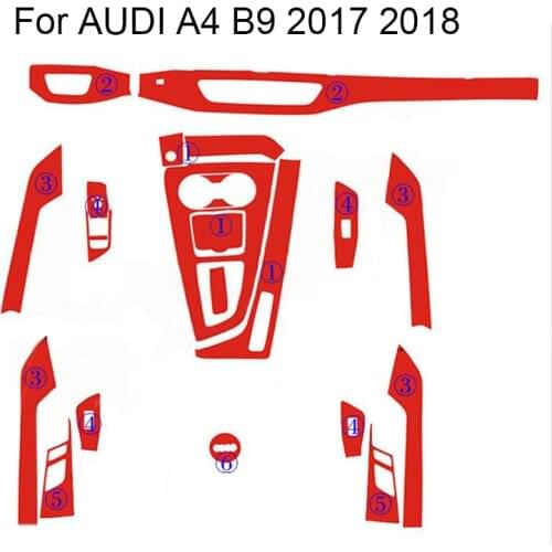 3D 4D 5D Carbon Fiber Vinyl Decal Stickers Car Interior Decoration/ Upgrade/Protection For AUDI A4 B9 8W 2017-2019