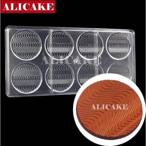 3D Polycarbonate Chocolate Mold Wafer Round Wave Forms Mold For Chocolates Bakery Baking Pastry Tools for Chocolate Tray Moulds