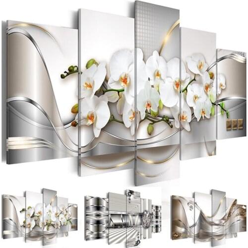 5 pieces of abstract magnolia flower modern poster home living room decoration bedroom frameless printing hanging painting core