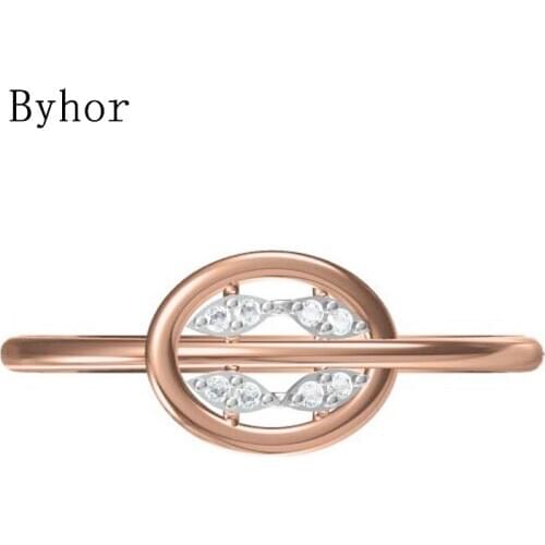 Byhor Solid 14K White+Rose Gold 0.032ct Natural Diamonds Fine Jewelry Trendy Engagement 2020 новинка ring Diamond кольца Women