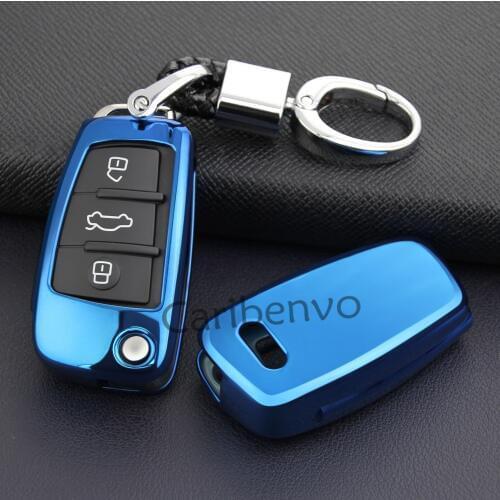 Aurora Blue Good Quality Durable Car Key Case Holder Cover For Audi Flip Key A1 A3 S3 Q3 Q7 TT Accessories