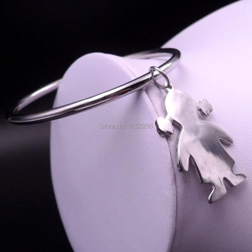 For Holiday Gifts Stainless Steel Lovely Girls charm bracelet Fashion Smooth cuff bangle Shiny 4mm 2.68
