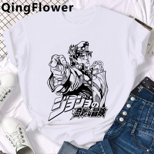 Manga Jojo Bizarre Adventure summer top clothes male tumblr white t shirt couple clothes t shirt clothes harajuku white t shirt