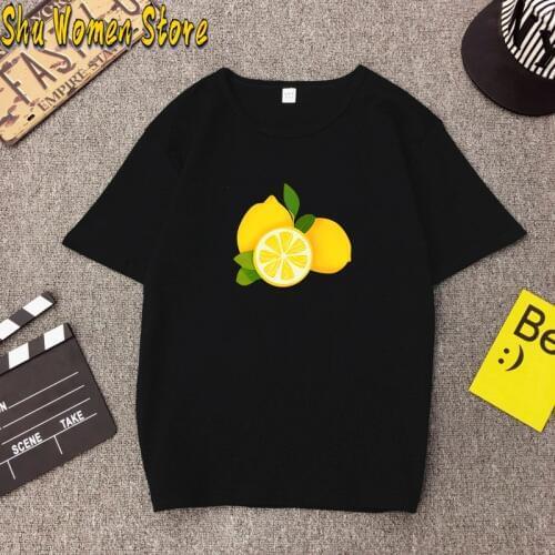 2020 summer leisure Women Fashion Fruits T-shirt Short Sleeve Lemon Print T-shirt Top Harajuku T Shirt Womens O-neck T-shirt