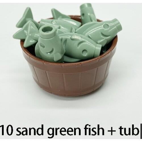 MOC City Series Accessories Educational Building Blocks Birthday Present Model Toys Suitable for Kids Wooden Basin and Fish City