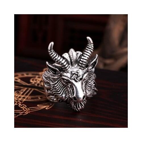 Colorful Bling Stainless Steel Alloy Sheepshead Satan Fashion Ring Crotch Star Ring Punk Style For Partry Gift Cool man Jewelry