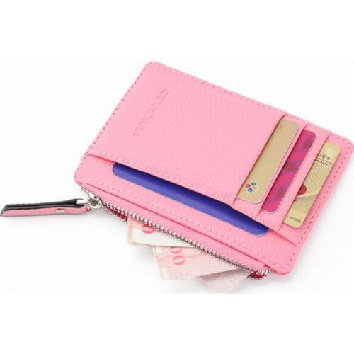 Wallet Mini PU Leather Card Holders Card Slots Purse Small Men Wallet Women Zipper Coin Pocket Ultra Thin Wallet