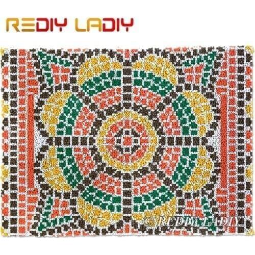 Latch Hook Rug Mandala Pattern Plush Wall Tapestry Kits DIY Carpet Rug Chunky Yarn Crafts Crochet Floor Mat Home Decor 81*61cm81