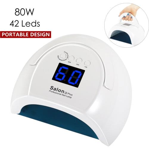 Salon I2 80W Power 42pcs LED Lamp Nail Dryer LEDs UV Ice Lamp Drying Gel Polish Timer Auto Sensor Manicure Tools Large screen