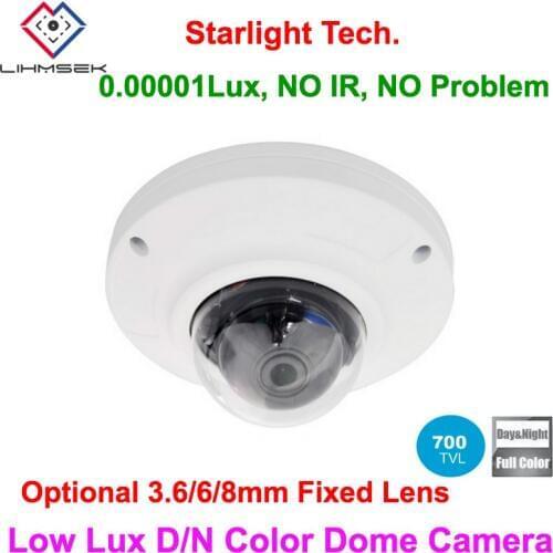 Lihmsek Ultra Low Lux Dome Camera Super low light Sony CCD 700TVL Color image Day Night high sensitivity 0.0000llux Fixed Lens