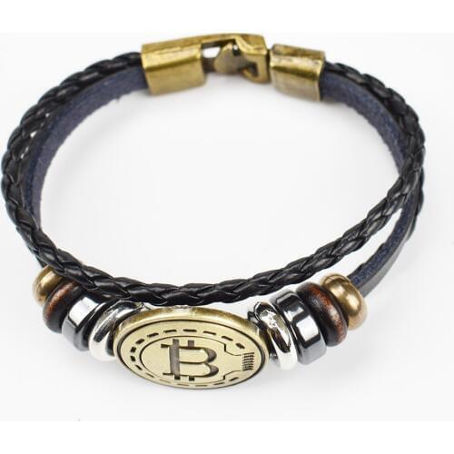 Fashion Antique Color Bitcoin coin Bracelet Handmade Croptocurrency Gift For Boyfriend and Collection