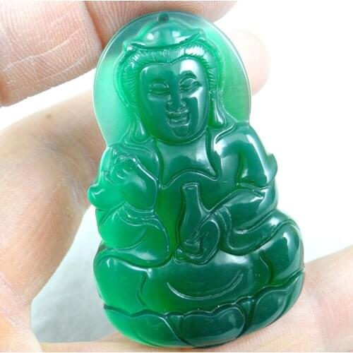 Fashion Unique Marine chalcedony stone hand-carved Guanyin pendant Gems beads jewelry Making 3Pcs/lot free shipping