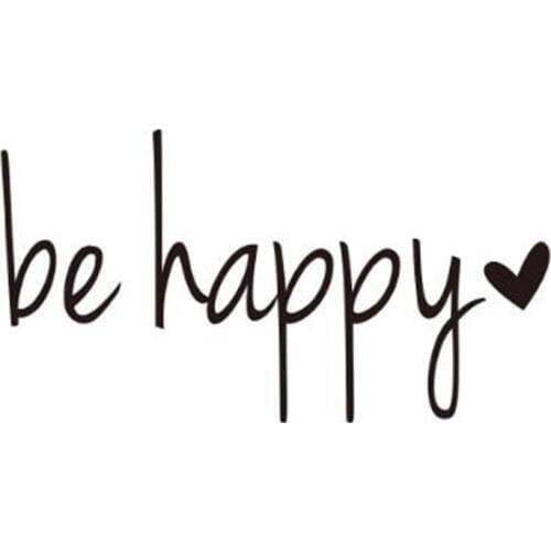 1 PCS be happy Wall stickers English Custom Wall Sticker For Living Room Fridge Toilet Bathroom Sticker Carved Rumor 14*7.5cm