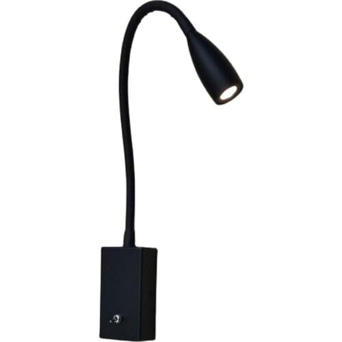 Tokili Living Room Wall Lights On/Off Switch LED 3W Beam 30 Degrees AC100-240V DC12V/24V Flexible Reading Lamp for House RV Boat