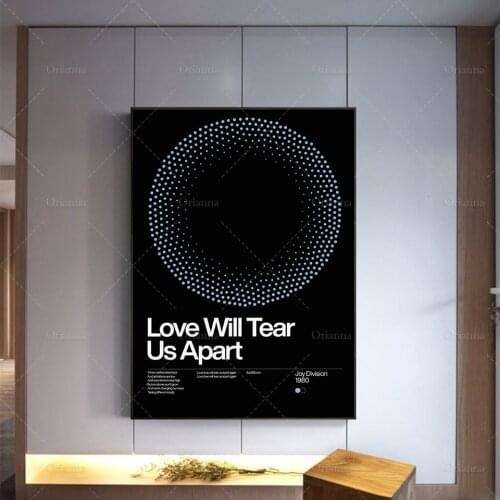 New Wave Poster Love Will Tear Us Apart - Joy Division 1980, Song Minimalistic Swiss Graphic Design Wall Art Canvas Painting