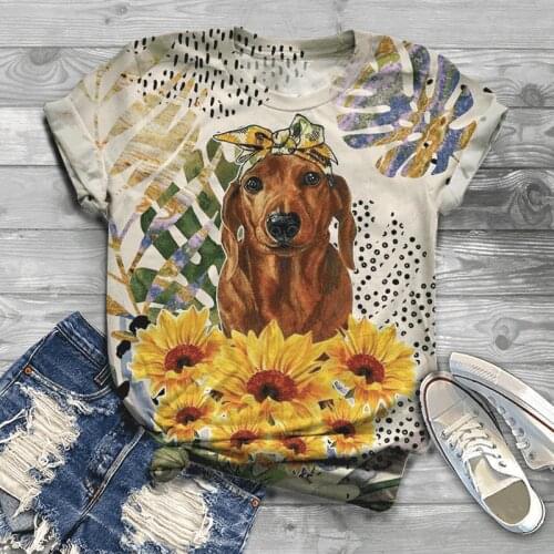 Oversized New Digital 3D Cute Dog Printed Women T-Shirt O Neck Short Sleeve Graphic Tops Summer Harajuku TShirt