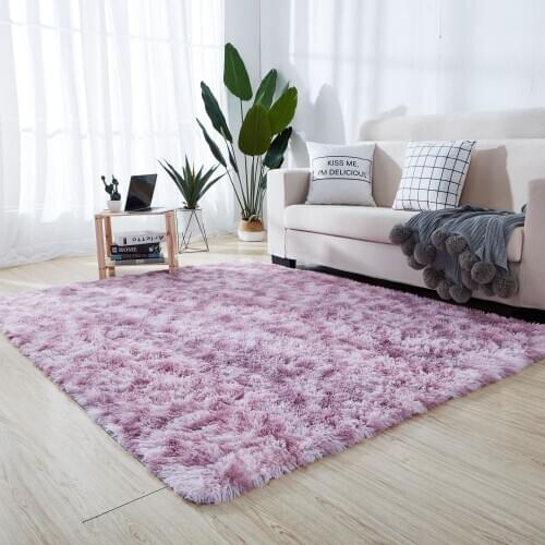 Tie Dyeing Shaggy Bedroom Carpet Fashion Fluffy Rugs and Carpets for Home Living Room Decoration Anti-slip Floor Mats Nordic Rug
