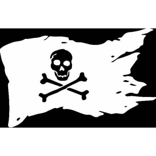 Pirate Flag Vinyl Decal Skull Bones Cross Ship Car Sticker Decor Car Window Body Decorative Stickers Accessories Black/Silver