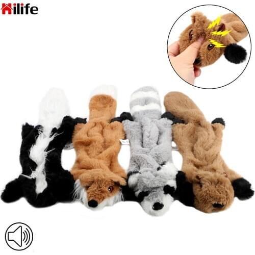 HILIFE Squeak Pet Squeaky Whistling Involved Squirrel New Cute Plush Toys Dog Toys Squirrel Raccoon Fox Skunk Animal Plush Toy