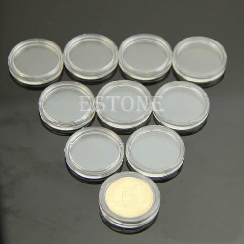 2021 New New 10pcs 21mm Applied Clear Round Cases Coin Storage Capsules Holder Round Plastic