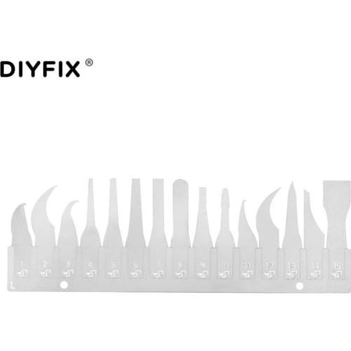 DIYFIX 15Pcs IC Chip Repair Thin Knives Blades CPU Remover for iPhone Processors NAND Flash Mainboard Repair Tools (No Handle)