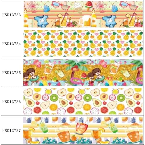 HuangTao 22MM 25MM 38MM 50MM 75mm Printed Pattern on Grosgrain Ribbon for diy ribbon