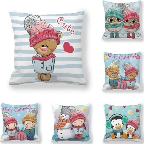 Merry Christmas Decorations for Home Decor Navidad Santa Cushion Cover 45x45cm Natal Happy New Year 2021 Christmas Ornaments