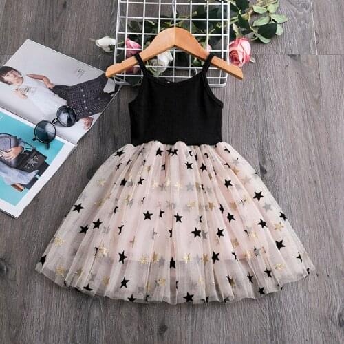 Girls Party Dress Spring Summer Children Princess Tulle Dress Kids Sleeveless Stars Sundresses Carnival Wear 4-10 Years Vestidos