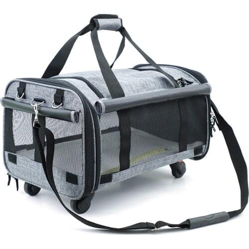 Removable Universal Wheel Folding Travel Cat Bag Large Capacity Tug Pet Bag