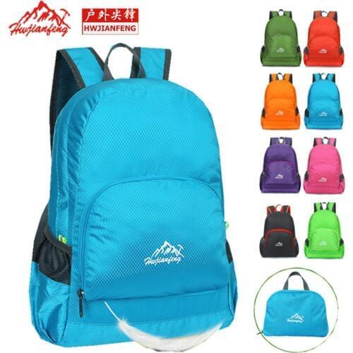 HWJIANFENG outdoor folding backpack for men women ultra light waterproof folding bag easy to travel and folding shoulder bag