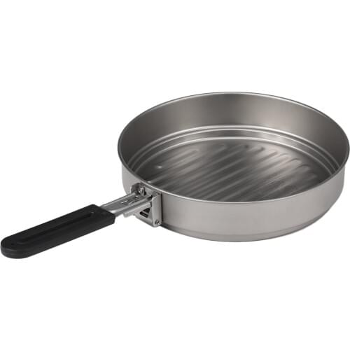 Lixada 1100ml Titanium Fry Pan Ultralight Grill Frying Pan with Folding Handle for Outdoor Cooking Camping Hiking Backpacking