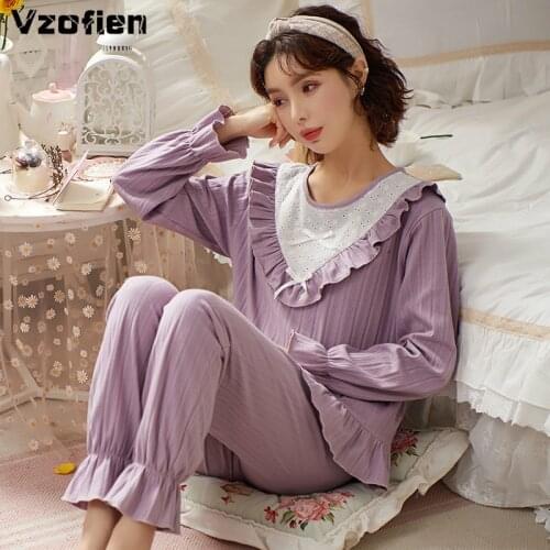 Sleepwear Womens Pajamas Set Nightwear Long Sleeve Fashion Pajamas Home Clothes Set Sweet Style Comfortable Sleep Wear