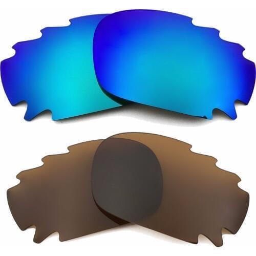 Ice Blue Mirrored & Brown Polarized Replacement Lenses for Jawbone Vented Racing Jacket Frame 100% UVA & UVB