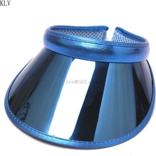 Women Men Hologram Rainbow Wide Brim Sun Visors Hat Topless Sunglasses UV Protection Plastic Panel Sportswear Clip-On Summer Cap