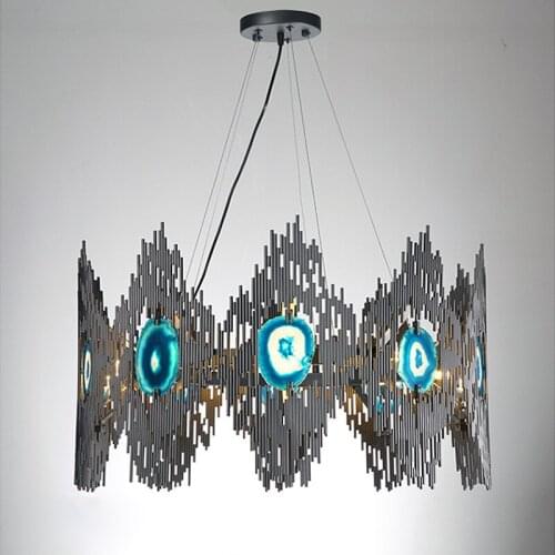 Post Modern Agate Led Pendant Chandelier Lighting Home Decor Led Pendant Lights For Dining Room Living Room Led Hanging Lamp