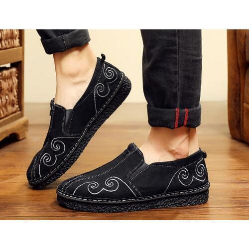 Unisex embroidery kung fu shoes buddhist shaolin monk lay martial arts wushu sneaker zen taoist shoes gray/blue/black