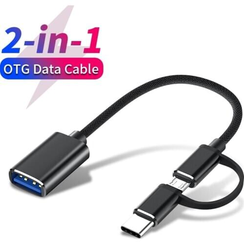 USB 3.0 OTG Adapter Cable 2 In 1 USB Type C Micro USB Converter USB 3.0 Fast Transfer For Samsung S10 S20 Huawei P30 P40 Xiaomi