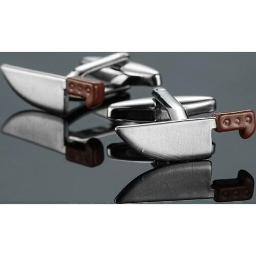 High quality mens shirt cufflink brand new fashion brand badge kitchen knife cufflink chef business shirt suit pin