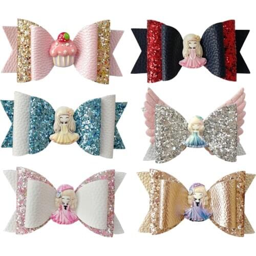 Modish Girls Fairy Hair Bows Kids Hair Clips For Girl PU Leather Cartoon Acrylic Girl Hairpin Girl Hair Clip Hairpin Headwear