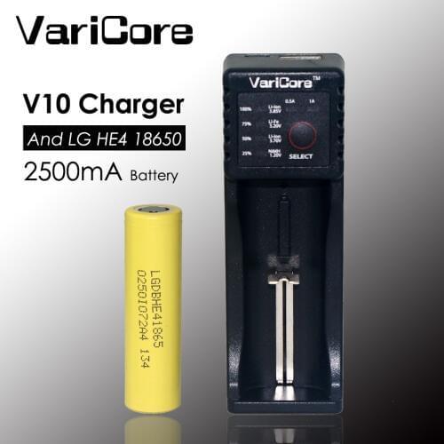 New VariCore V10 1.2 In 3.7 AA /AAA 18350 18650 14500 16340 25500 10440 26650 lithium battery charger + original HE4 2500 mAh