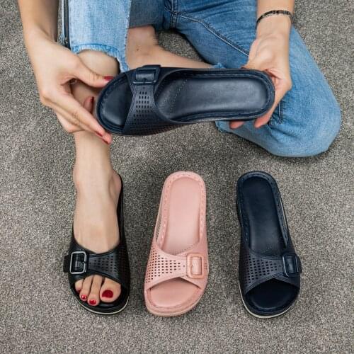 2021 Summer New Bohemian Platform Fashion Slippers Female Wedge-shaped Hawaii Plus Size Sandals Hollow Soft High Heels