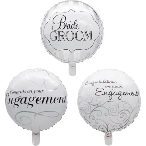 18inch Congratulations to the bride and groom Wedding Happy Valentines Day White Helium Aluminum Film Balloons New Year Docora