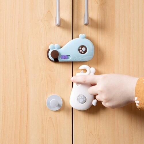 2PCS Baby Safety Cabinet Door Lock Anti-Open Refrigerator Drawer Cartoons Whale Safety Locks Child Protective Safety Buckle
