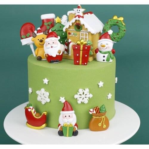 2022 Merry Christmas Cupcake Topper Christmas Resin Santa Claus Cupcake Topper for Christmas Party Cake Xmas Home Decorations