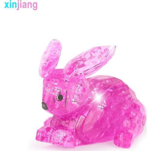 56PCS DIY 3D Crystal Rabbit Animal Puzzle Assembly Jigsaw Puzzles Building Puzzles Toys Kids Home Decoration Toys Gift