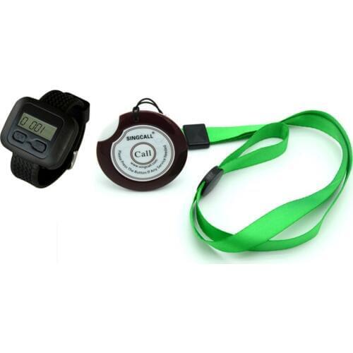 SINGCALL Wireless Service Calling System, Paging System for Hospital,1 Table Button and 1pc Wrist Watch Receiver APE6600