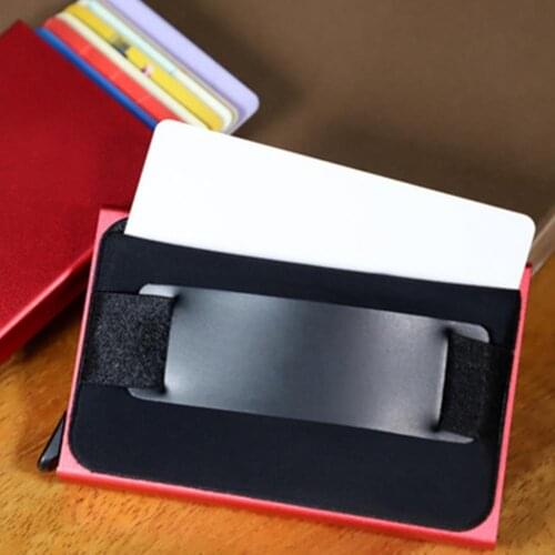 Quick Release Card Holder Compact Plastic Men Purse with Elasticity Back Pouch for Business